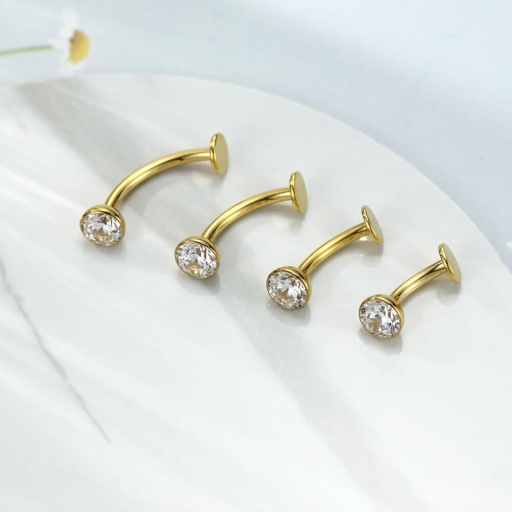 Titanium Belly Button Ring 14g Floating Disc Cz N… - image 5